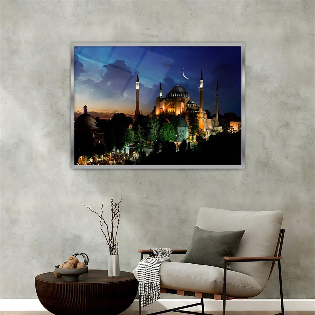 Aluminum-Framed Natured-Themed Tempered Glass Wall Art 015