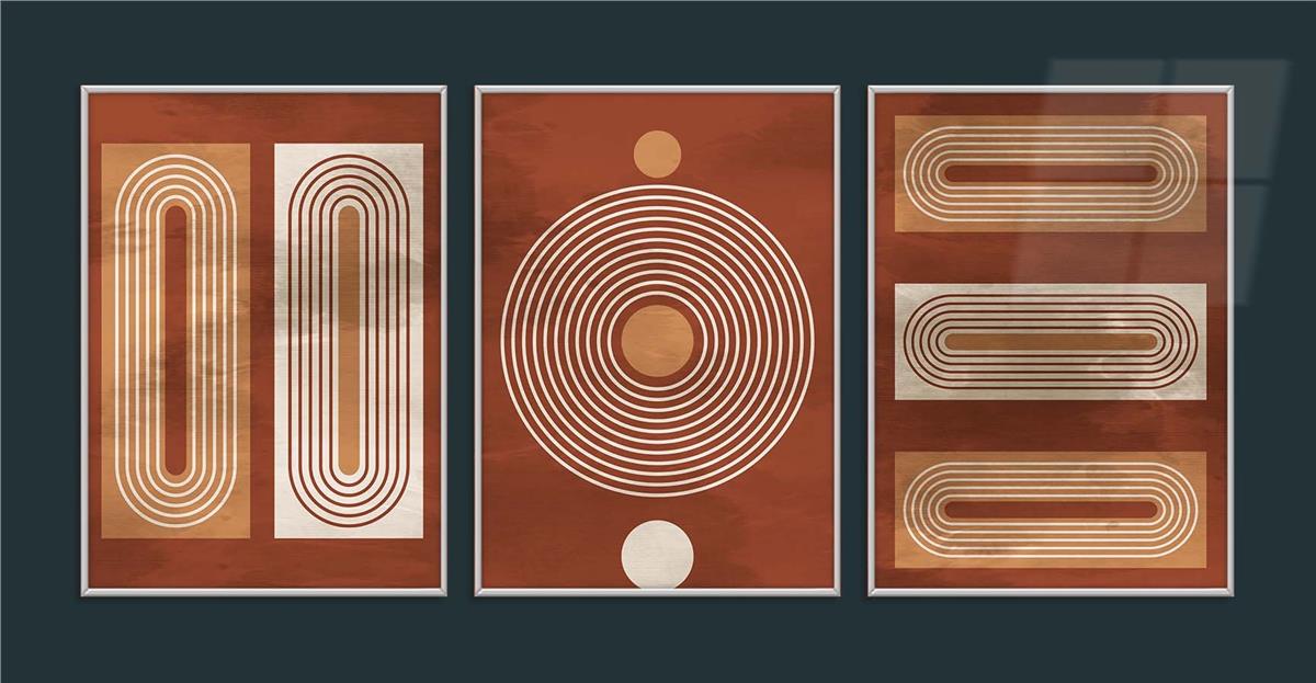 Alüminyum Çerçeveli Sanat Temalı 3'lü Set MDF Tablo 0053