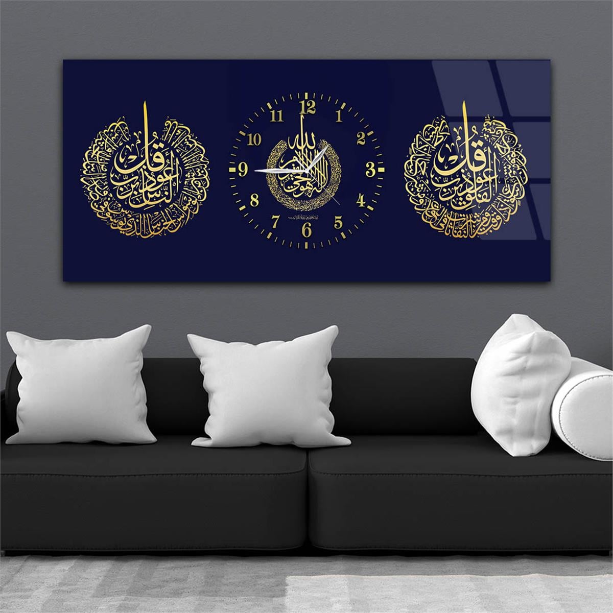 Middle-Clock, Religious-Themed Horizontal Glass Wall Painting 106
