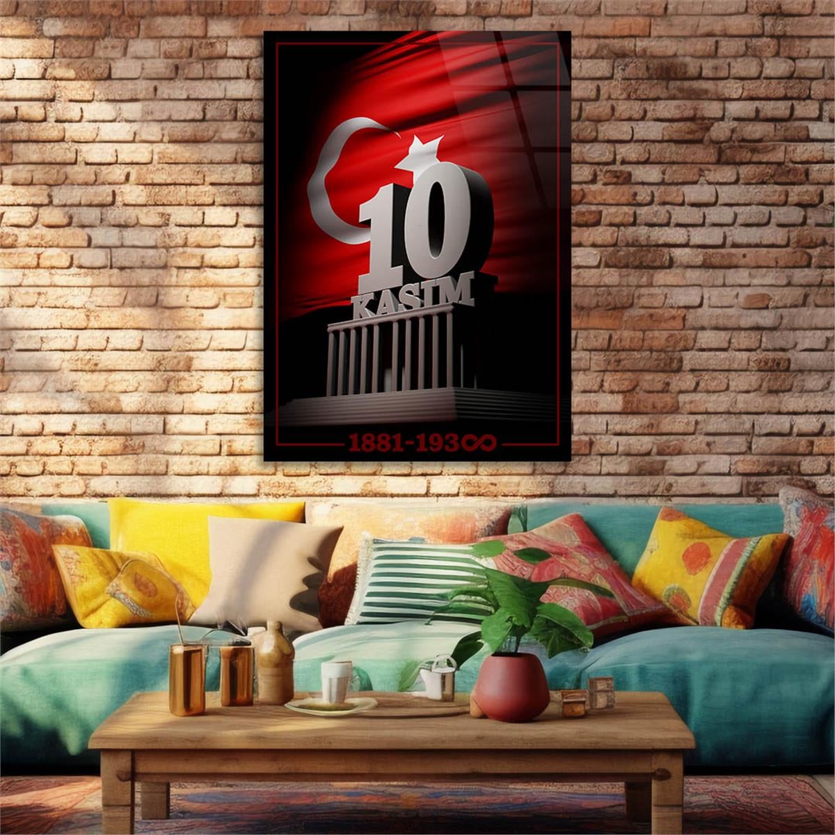 Dikey VatanTemalı Cam Tablo 130