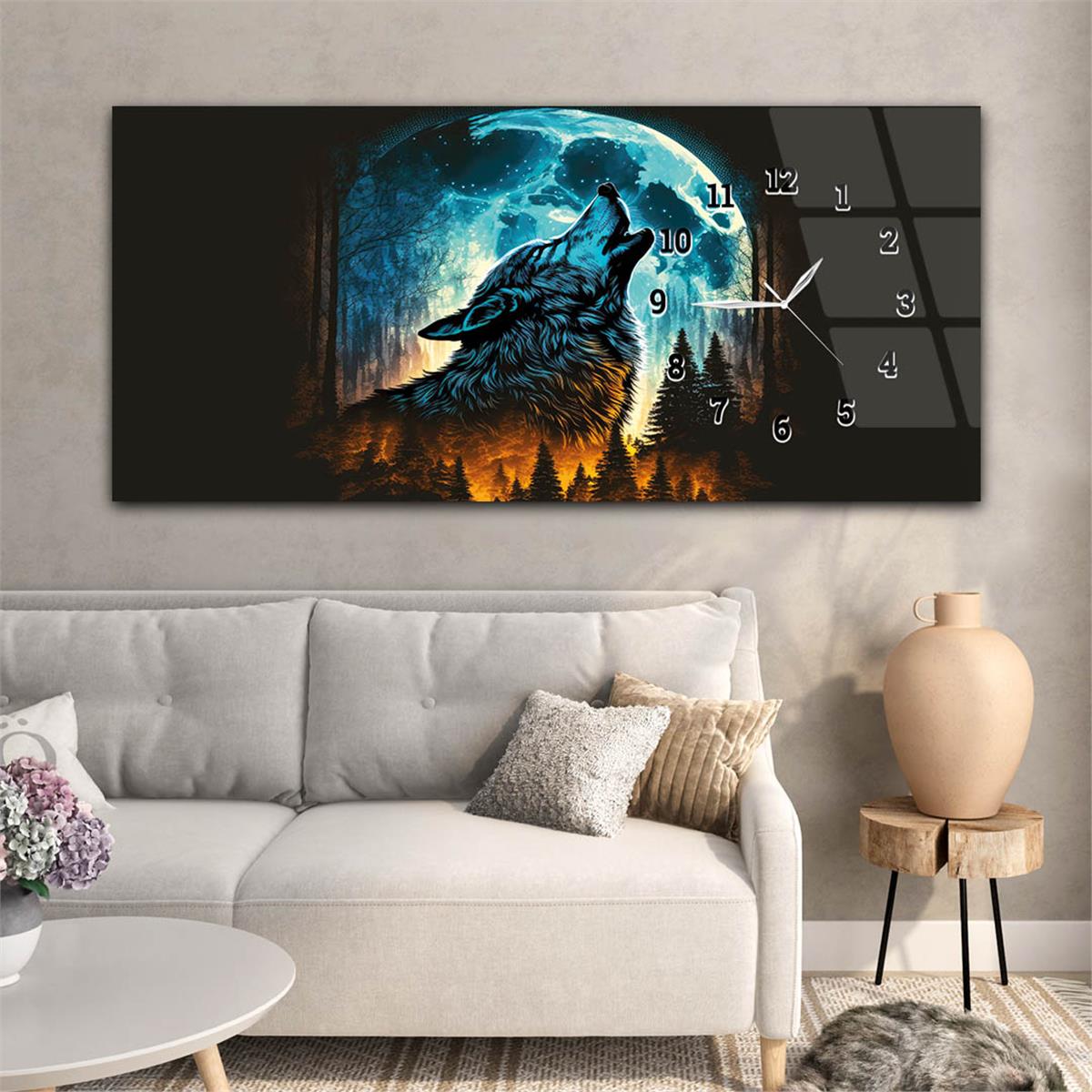 Side-Clock, Homeland-Themed Horizontal Glass Wall Painting 022