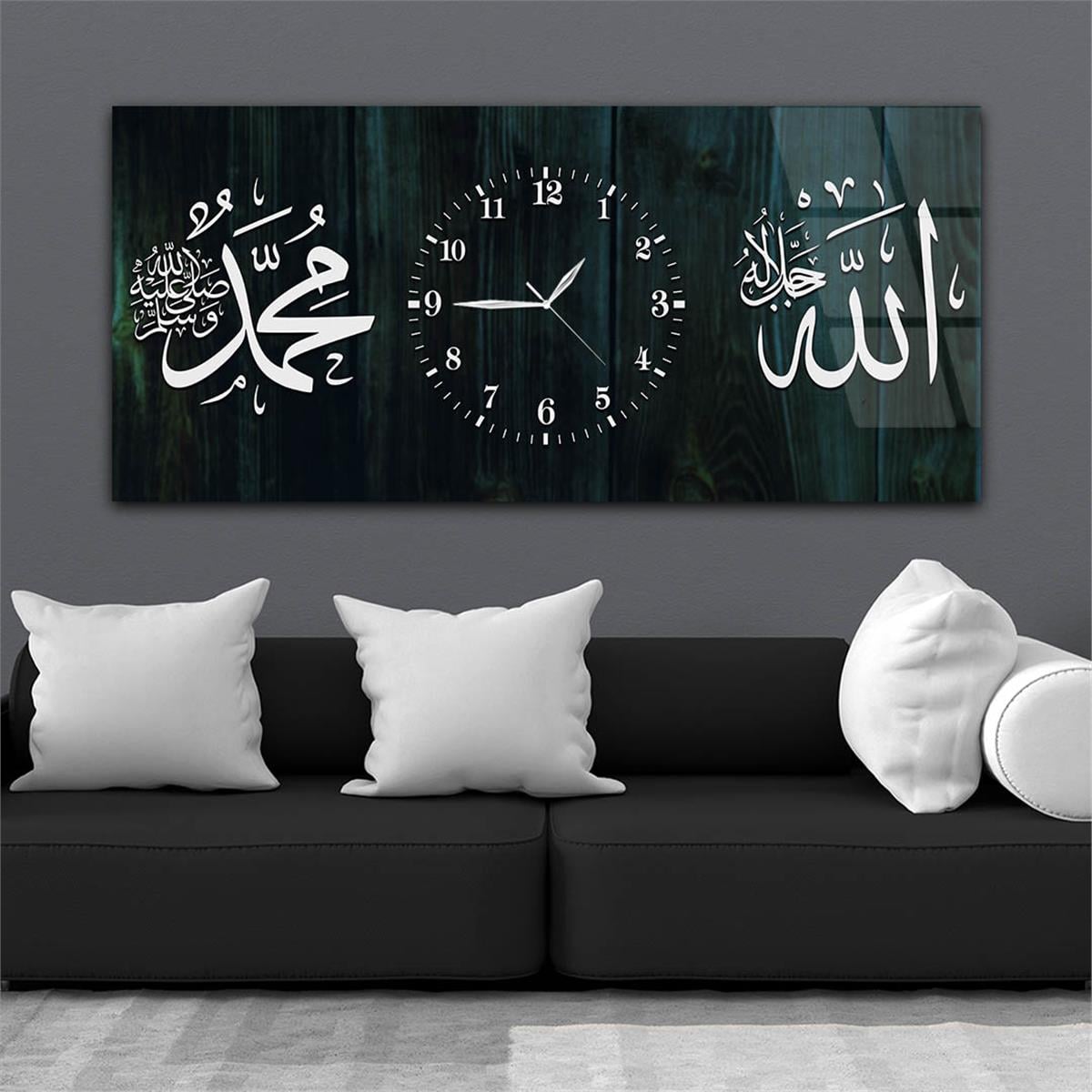 Horizontaal, in Het Midden Voorzien Van Een Klok, Religieus Thema Gehard Glasschilderij 065