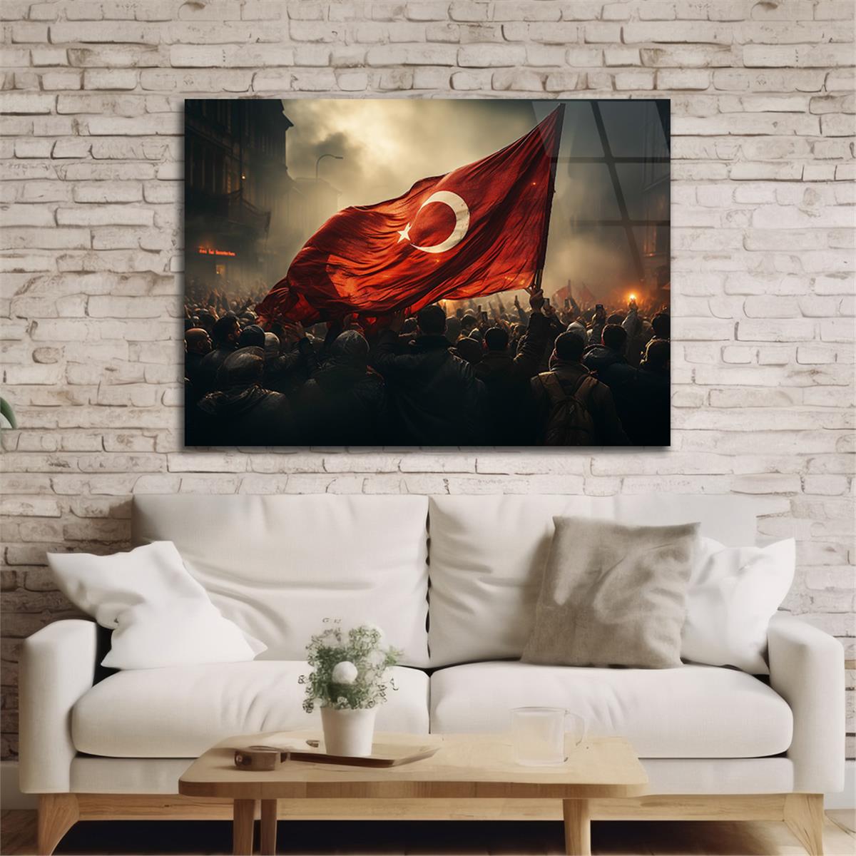 Yatay VatanTemalı Cam Tablo 111