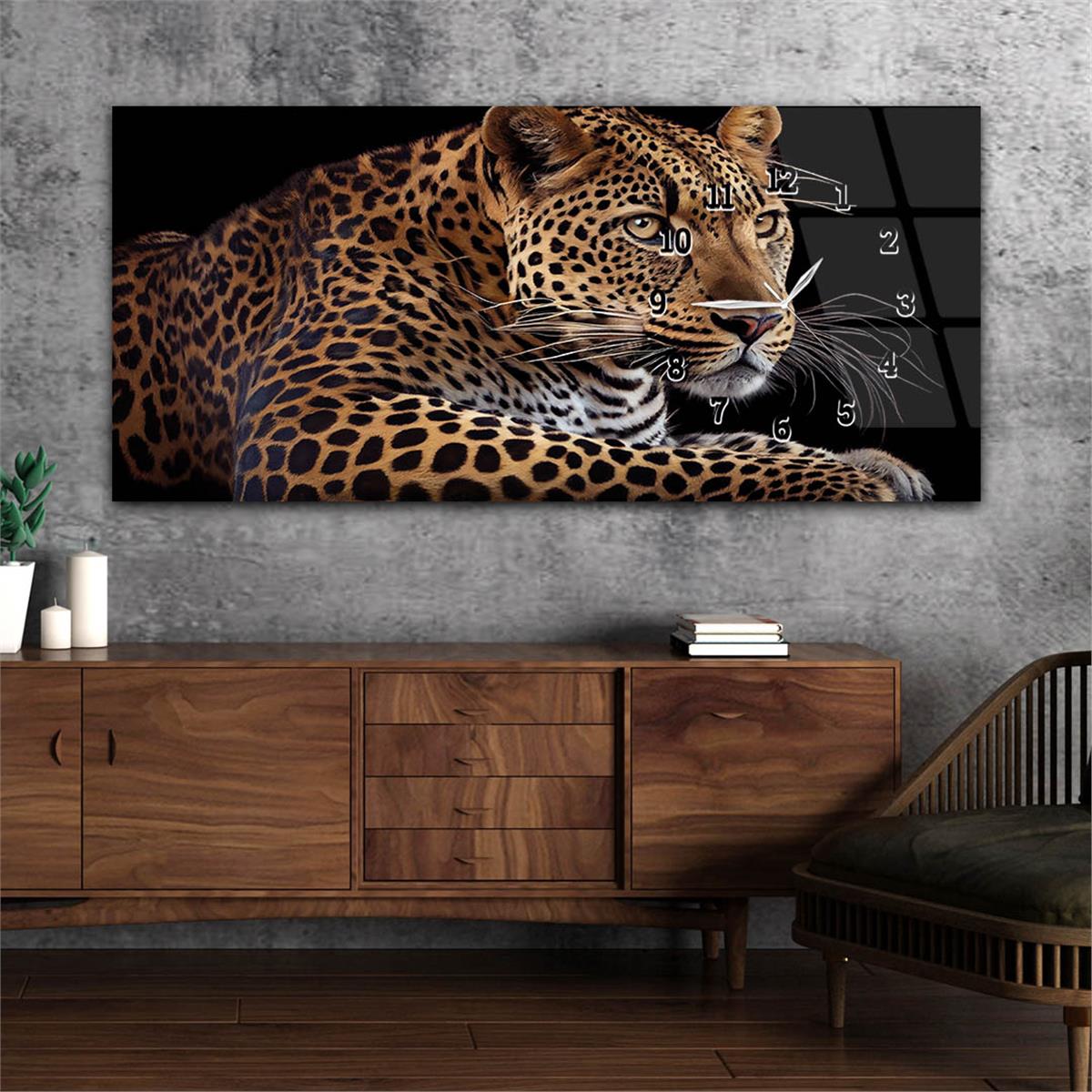 Yatay Saatli Yandan Sanat ve Doğa Temalı Cam Tablo 129