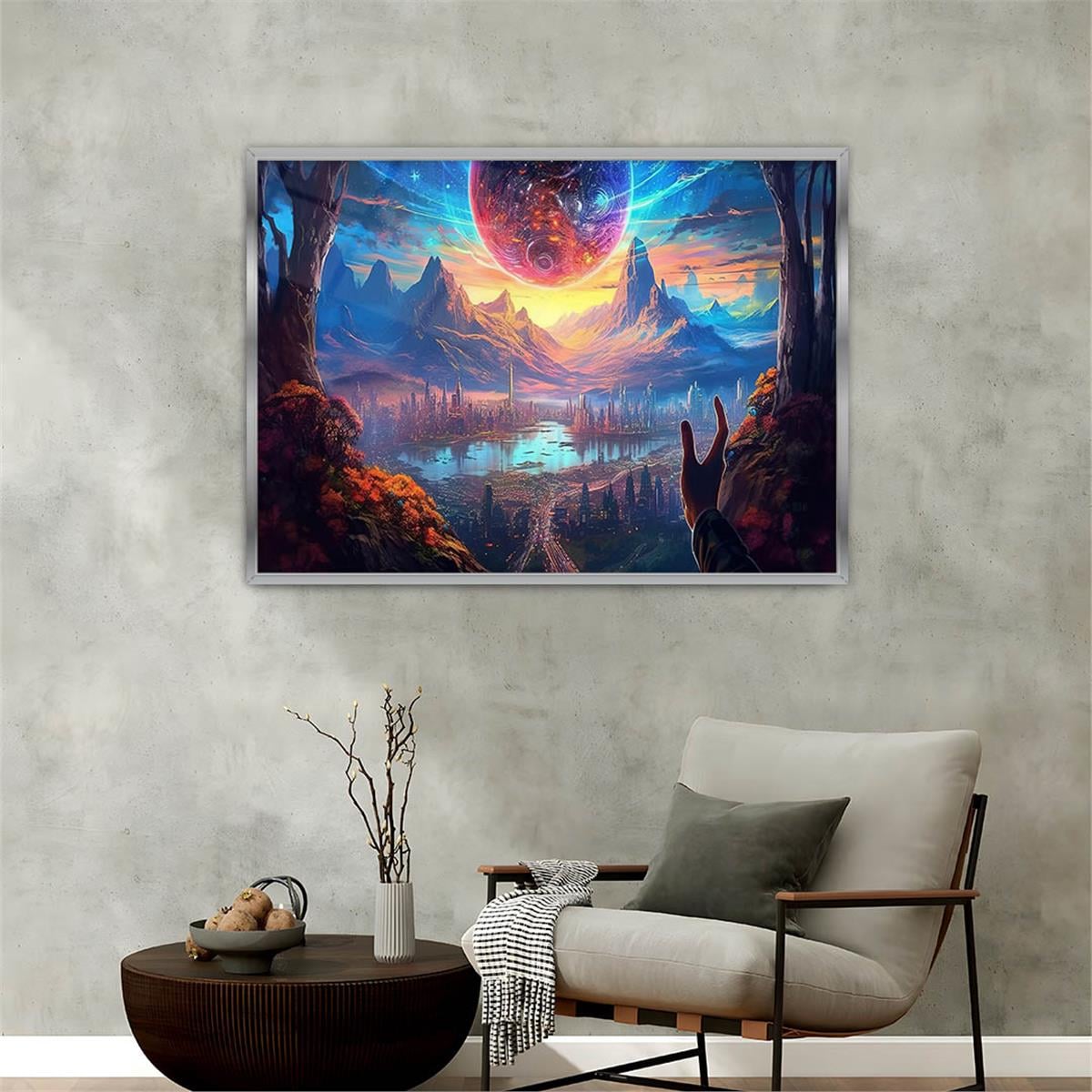 Aluminum-Framed Natured-Themed Tempered Glass Wall Art 061