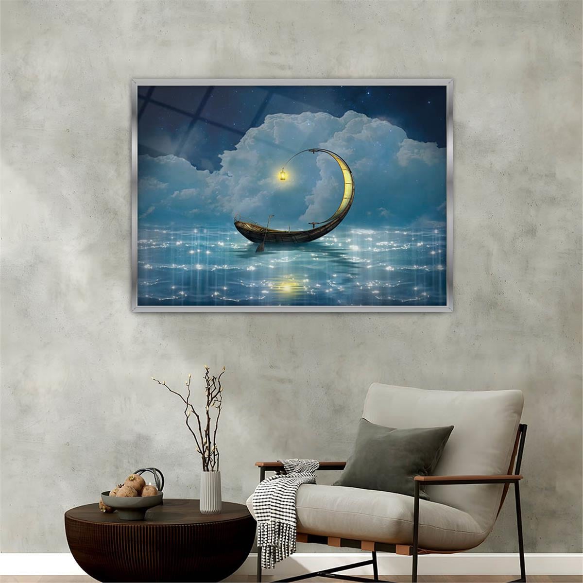 Aluminum-Framed Art-Themed Tempered Glass Wall Art 096