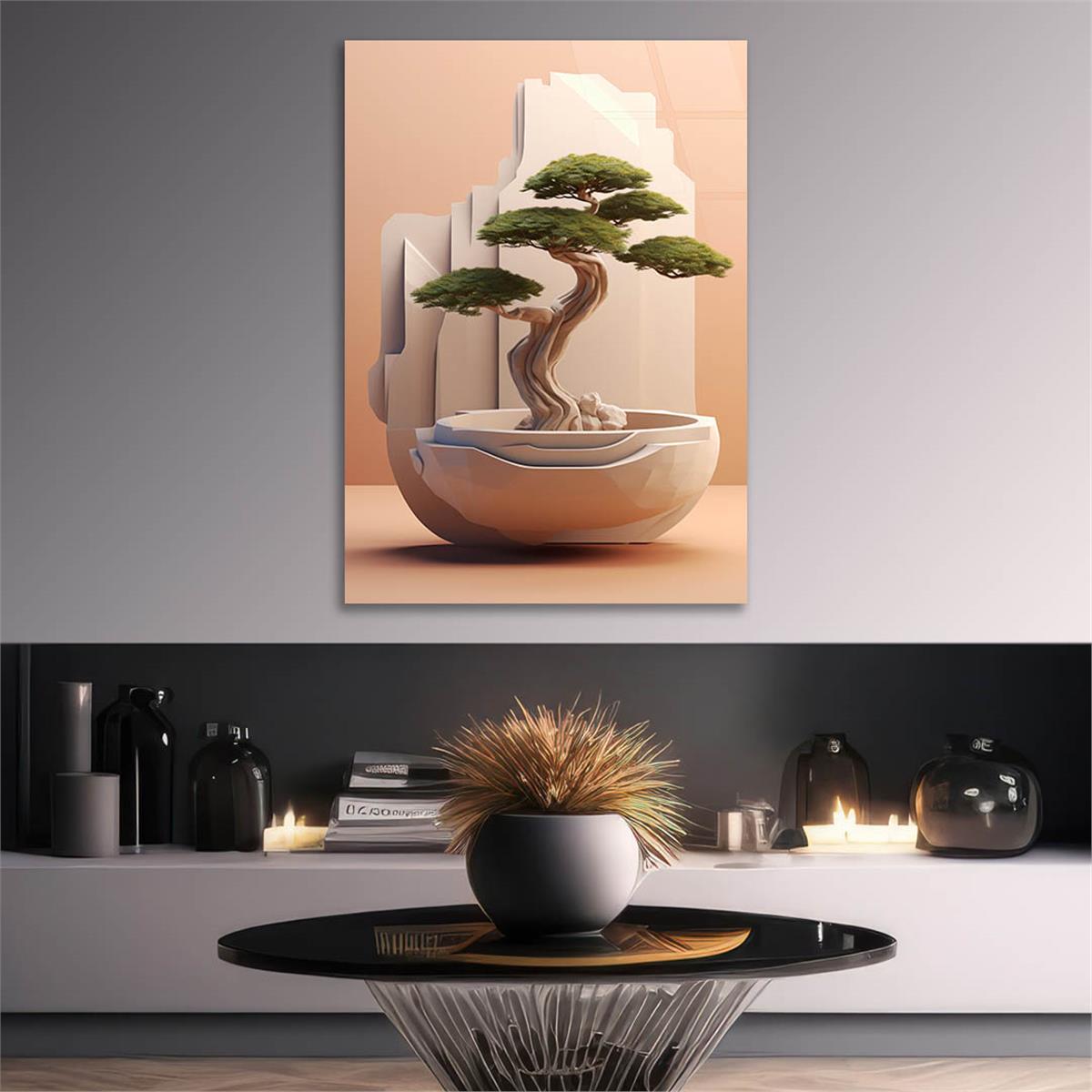 Dikey Doğa Temalı Cam Tablo 399