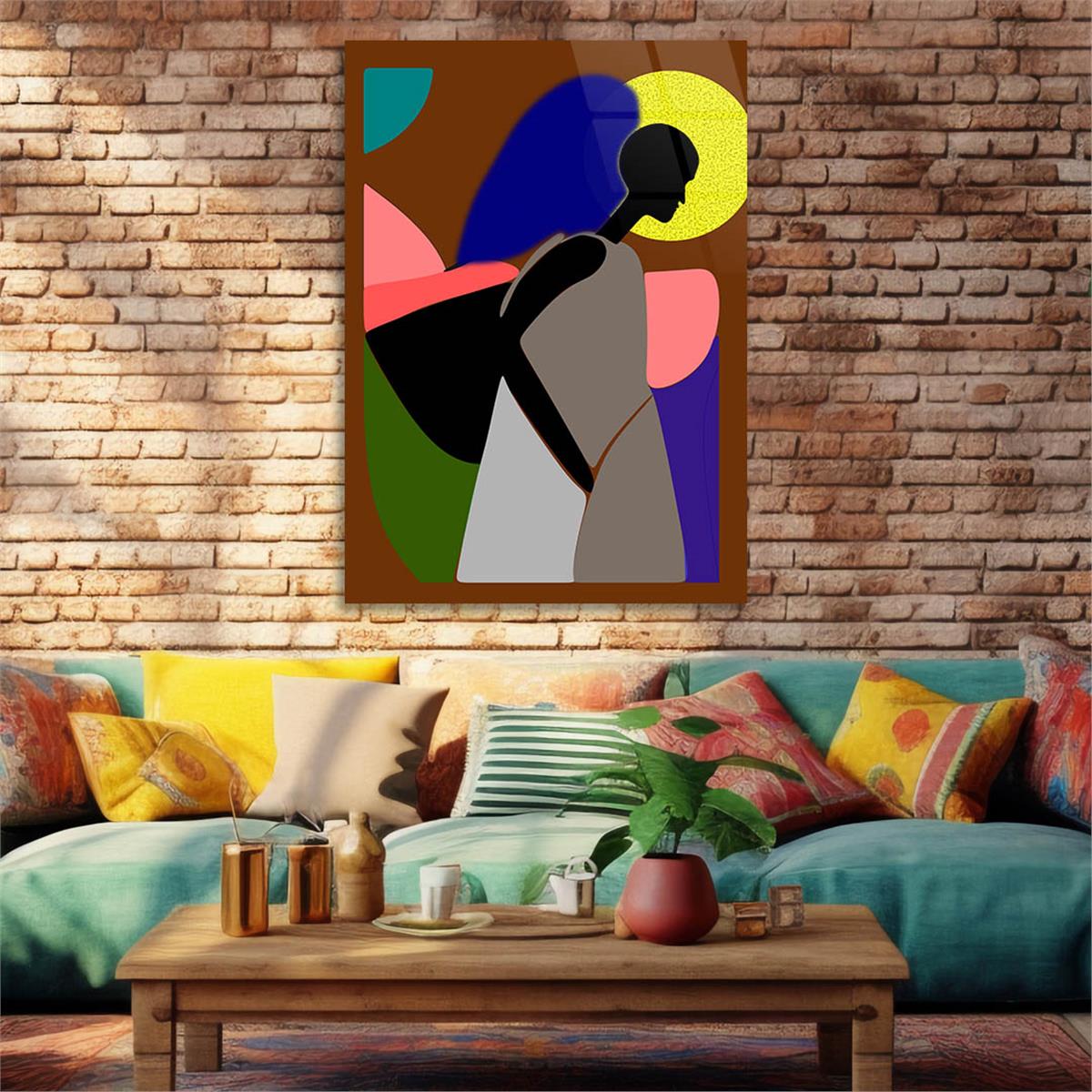 Dikey Sanat Temalı Cam Tablo 526