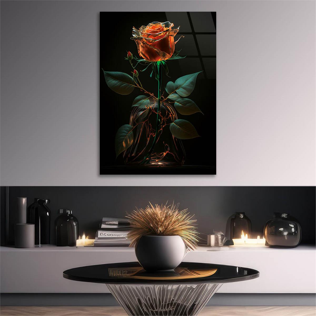 Vertical Tempered Glasss Wall Arts Natured-Themed137