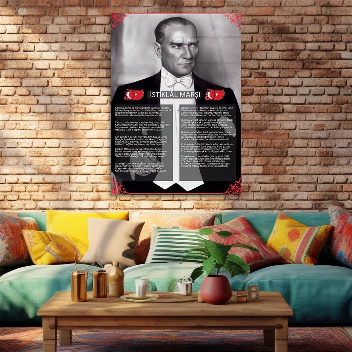 Turkish National Anthem Tempered Glass Wall Art 