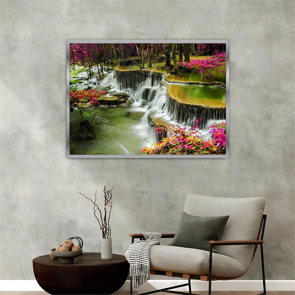 Aluminum-Framed Natured-Themed Tempered Glass Wall Art 087