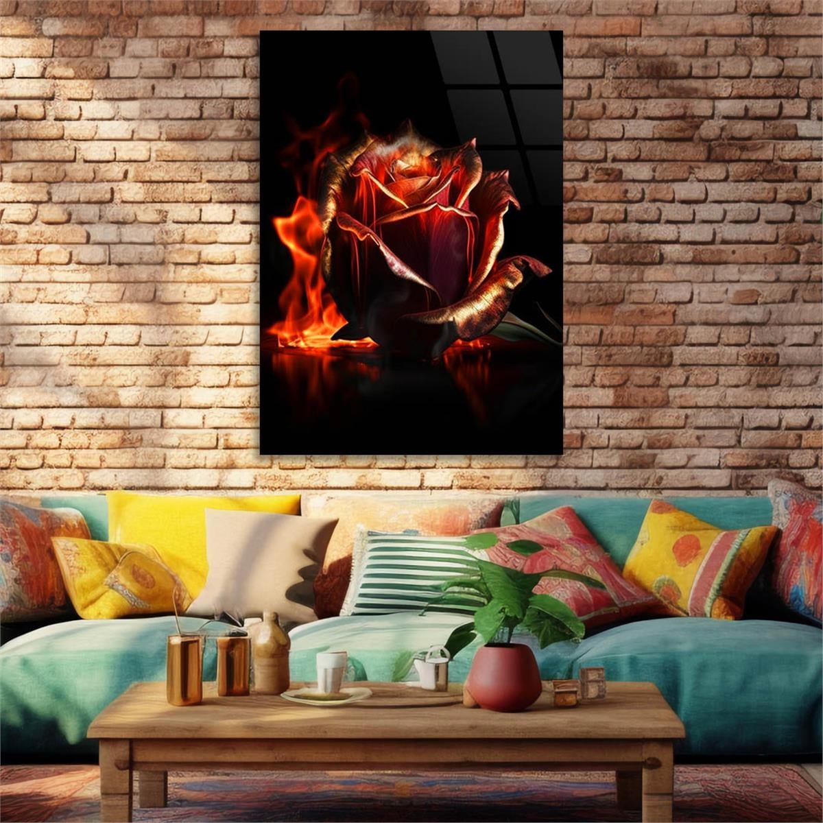 Dikey Sanat Temalı Cam Tablo 473