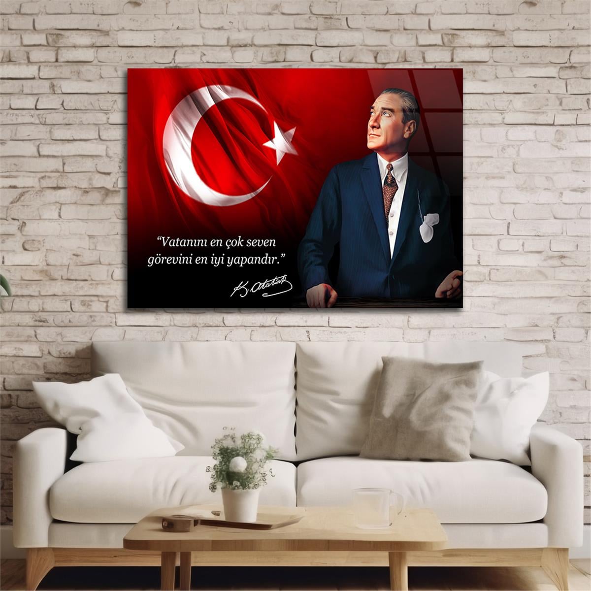 Yatay Vatan Temalı Cam Tablo 162