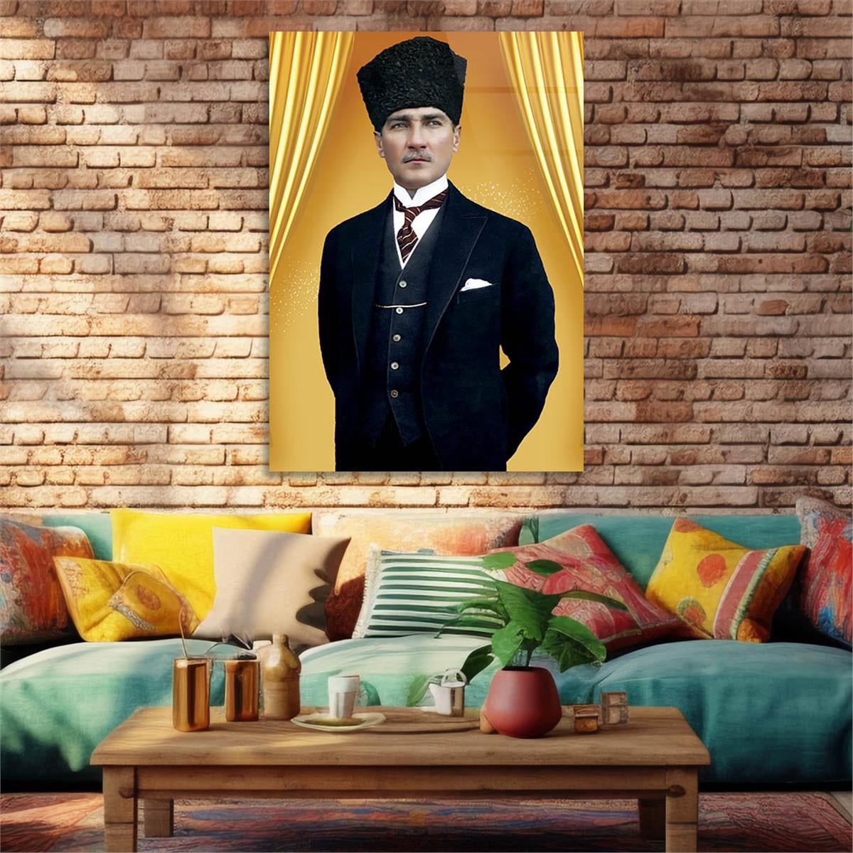 Mustafa Kemal Atatürk Gehard Glasschilderij 