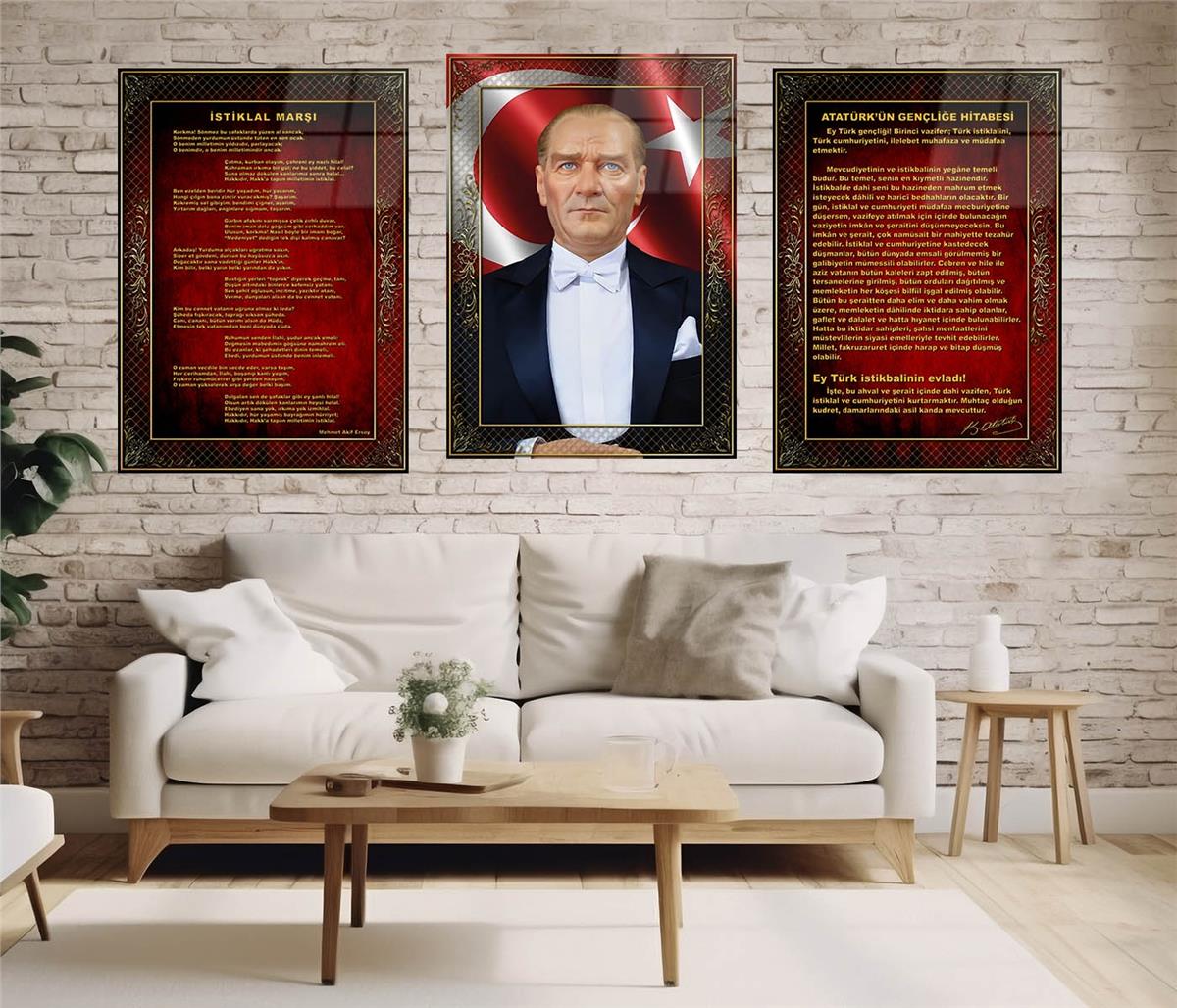  3'lü Set VatanTemalı Cam Tablo 34