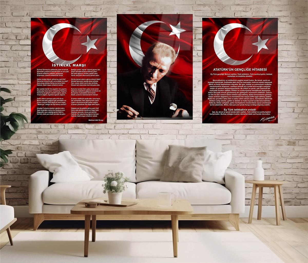 3'lü Set VatanTemalı Cam Tablo 36