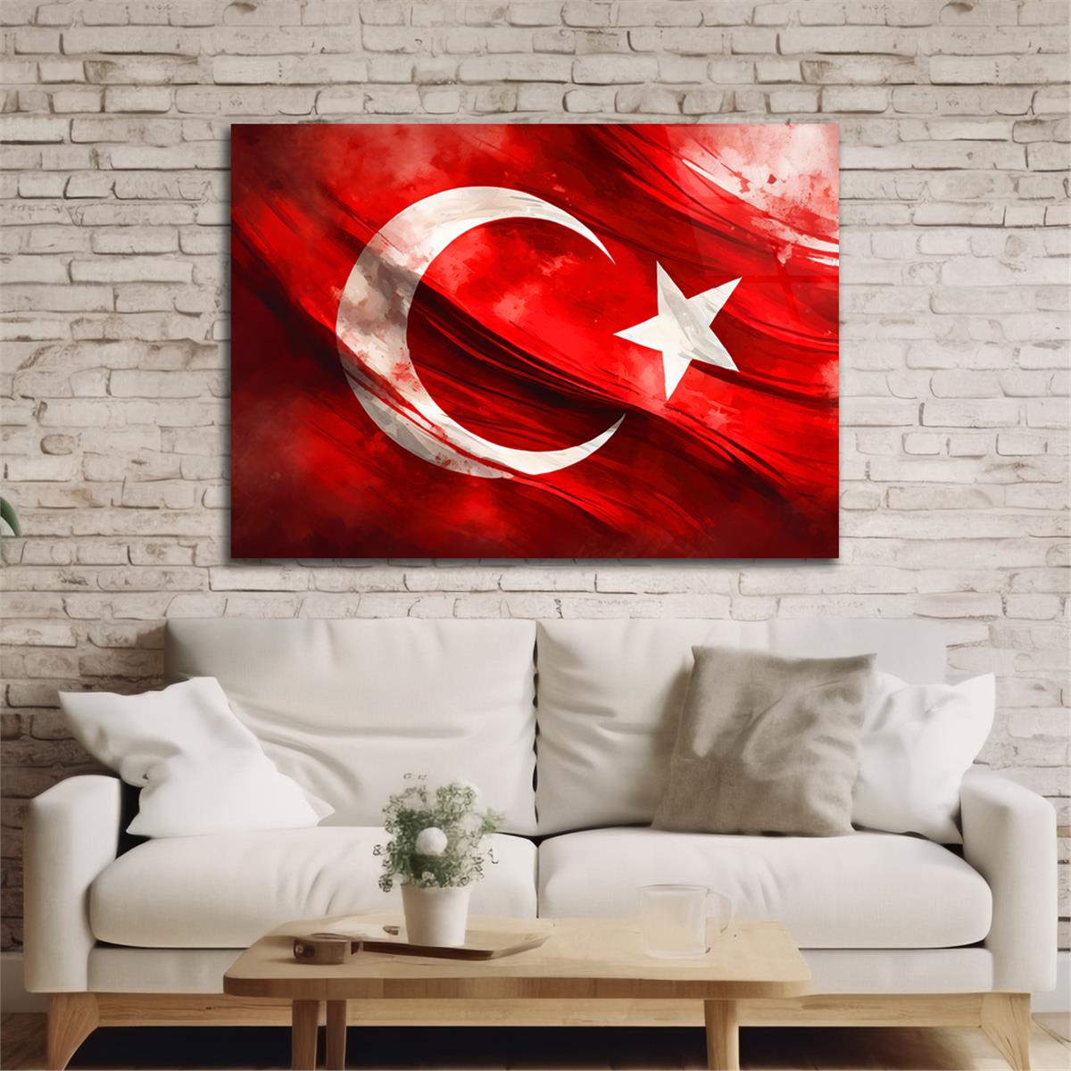 Yatay VatanTemalı Cam Tablo 126