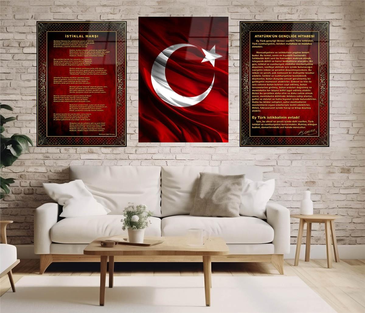  3'lü Set VatanTemalı Cam Tablo 15