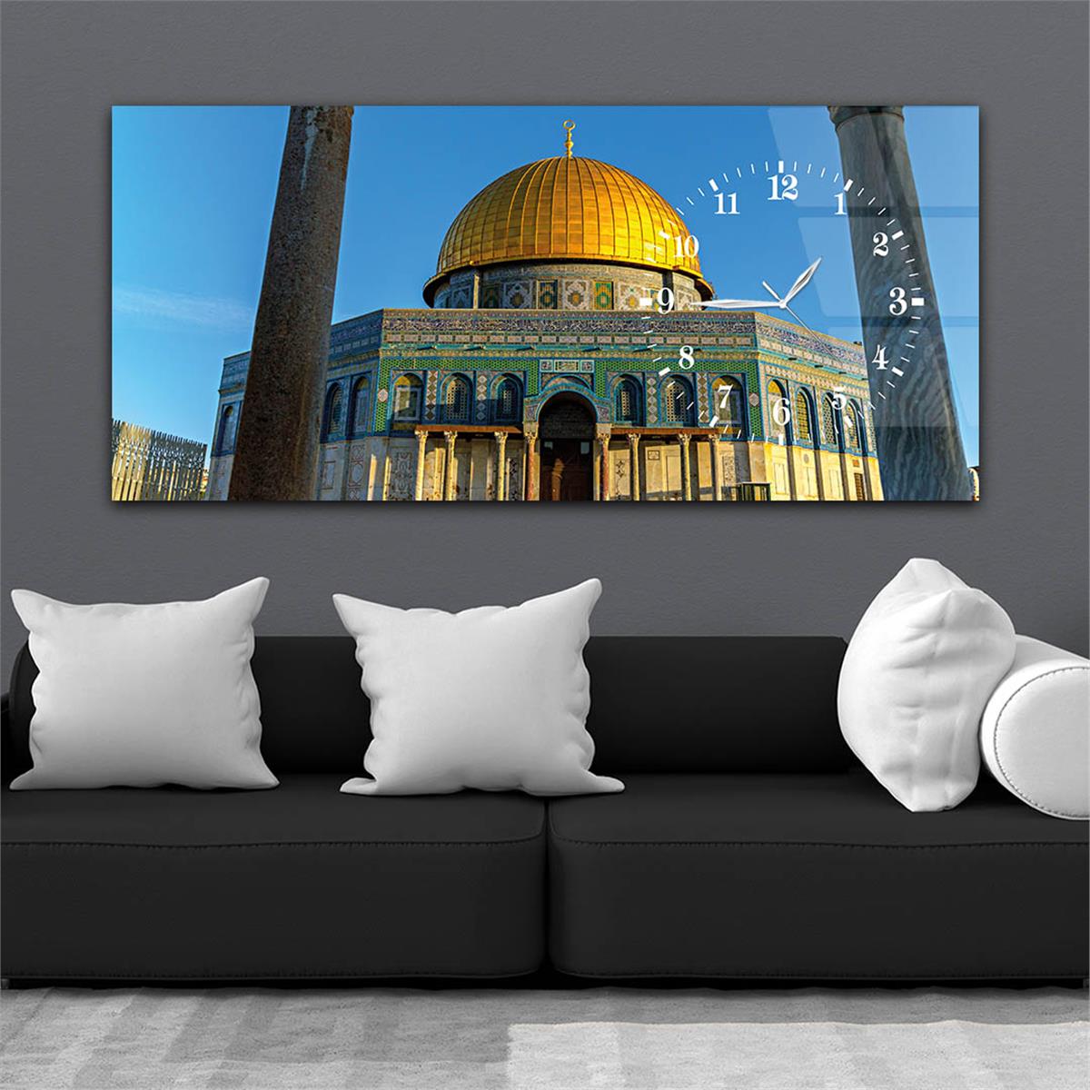 Side-Clock, Religious-Themed Horizontal Glass Wall Painting 029