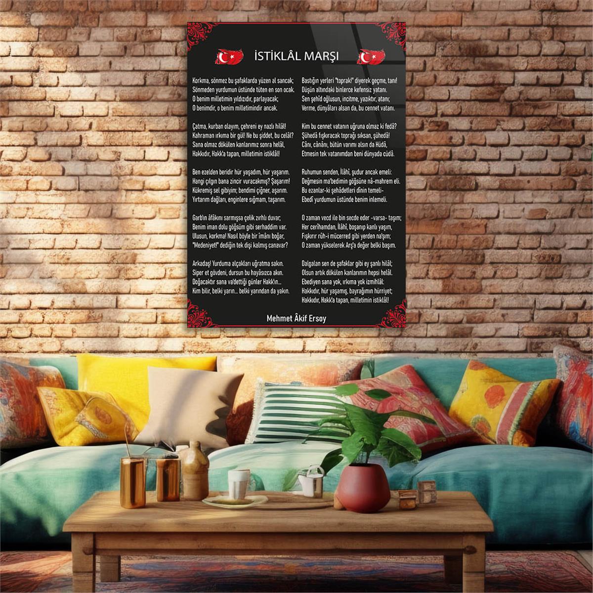 Turkish National Anthem Tempered Glass Wall Art 