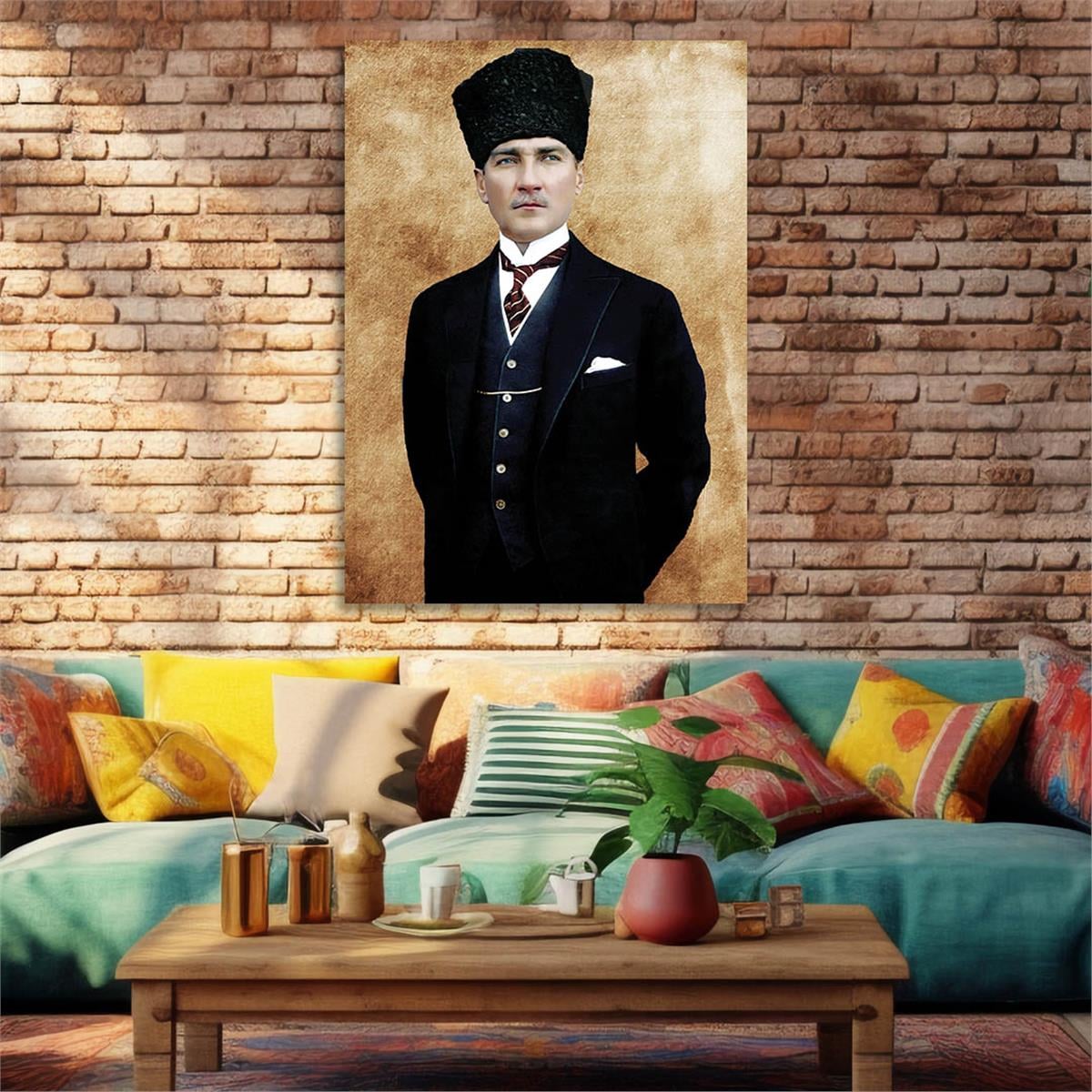 Mustafa Kemal Atatürk Gehard Glasschilderij 