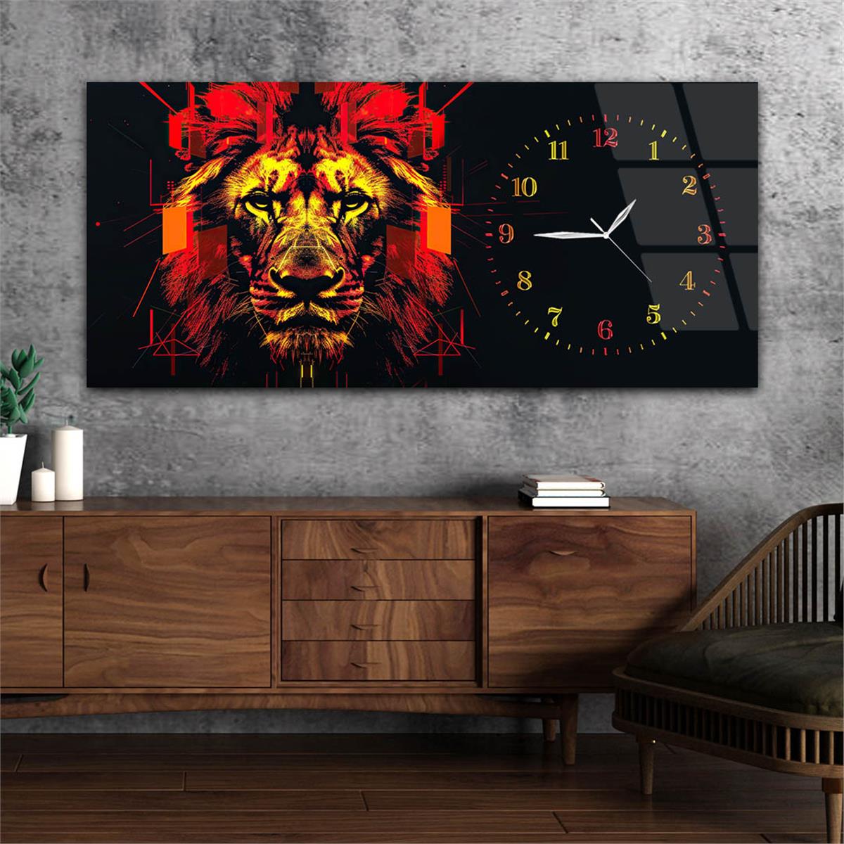 Yatay Saatli Yandan Sanat Temalı Cam Tablo 351