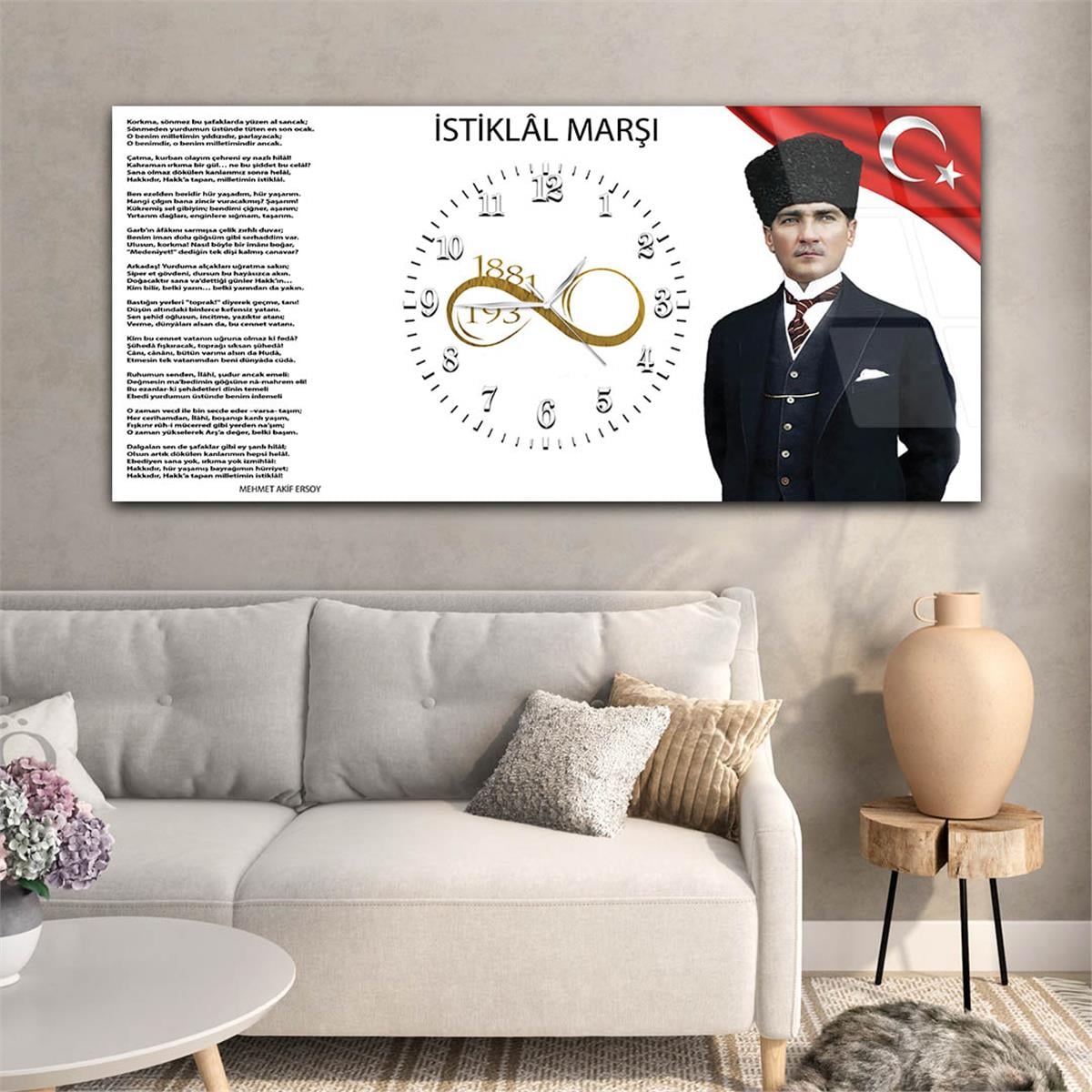 Middle-Clock, Homeland-Themed Horizontal Glass Wall Painting 026