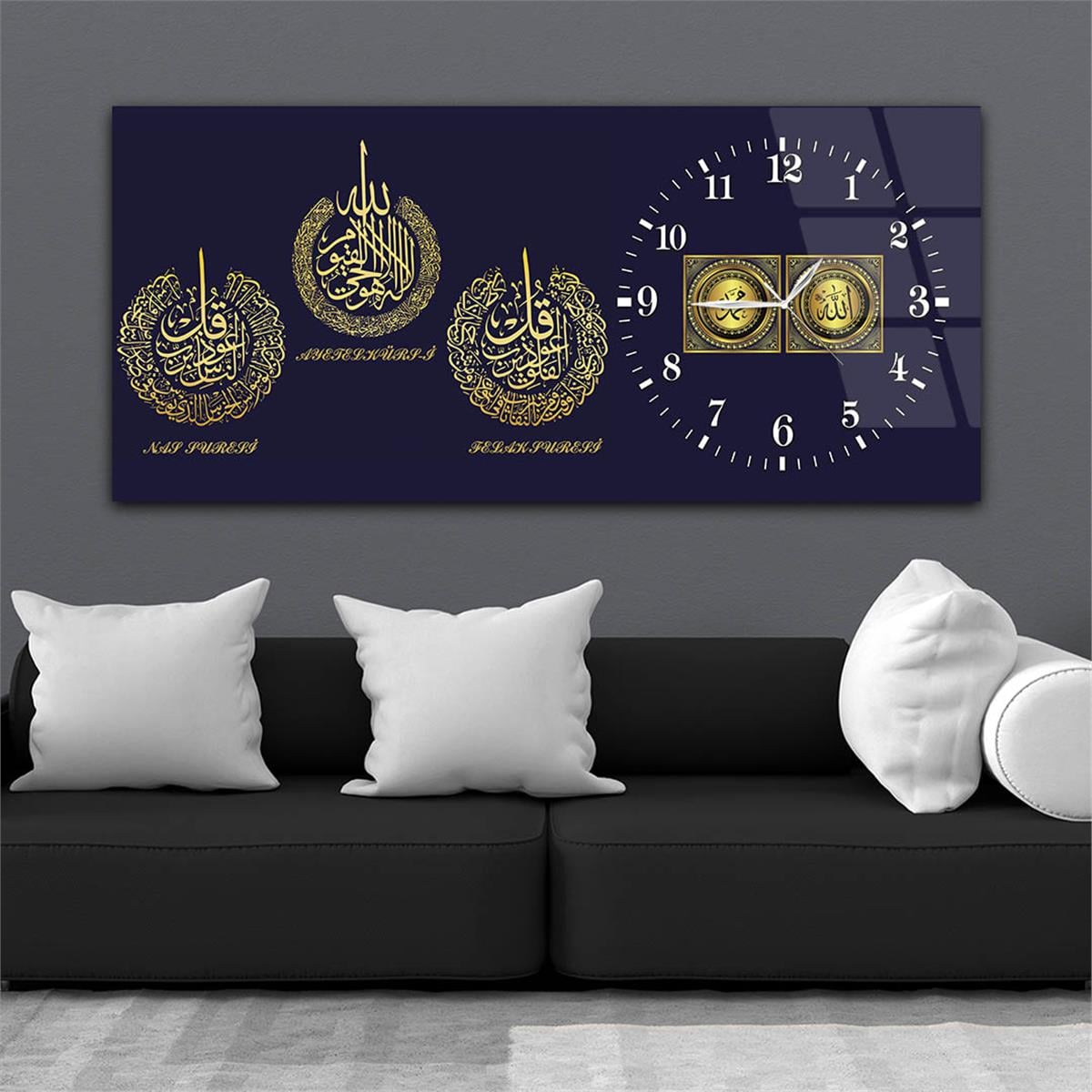 Side-Clock, Religious-Themed Horizontal Glass Wall Painting 037
