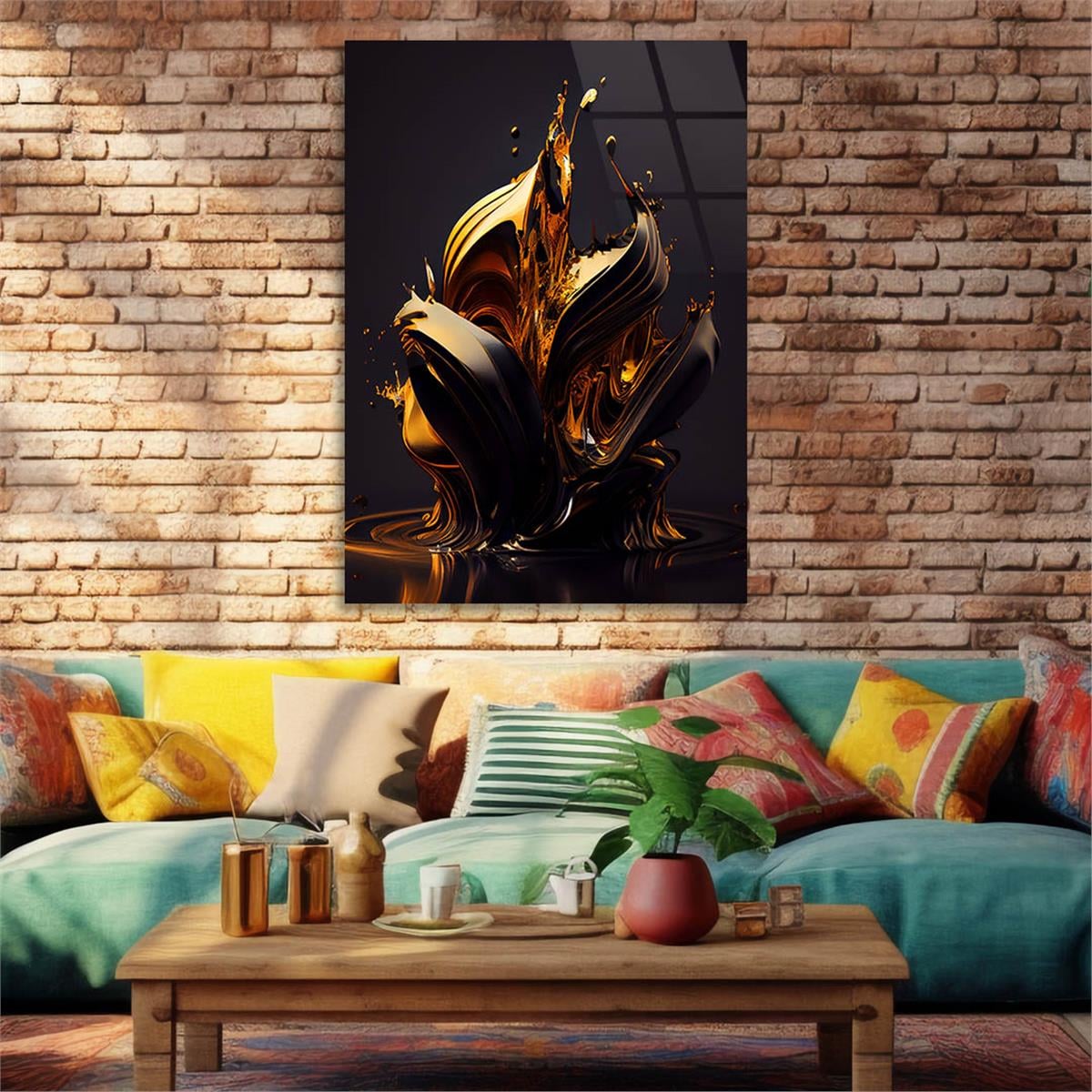 Dikey Sanat Temalı Cam Tablo 351