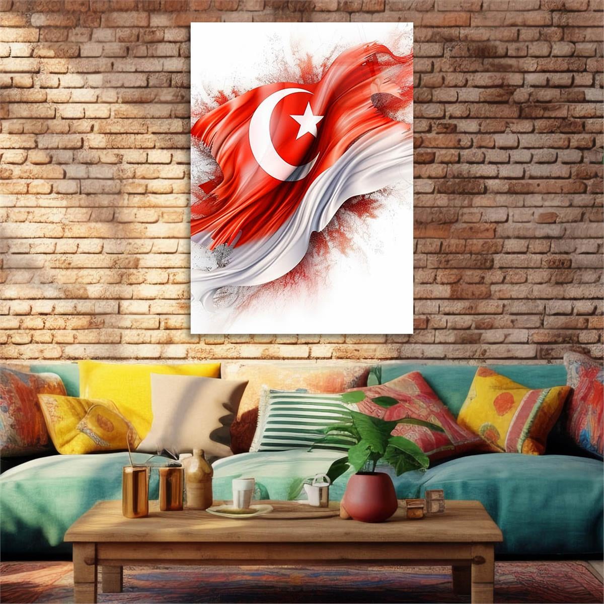 Dikey VatanTemalı Cam Tablo 183