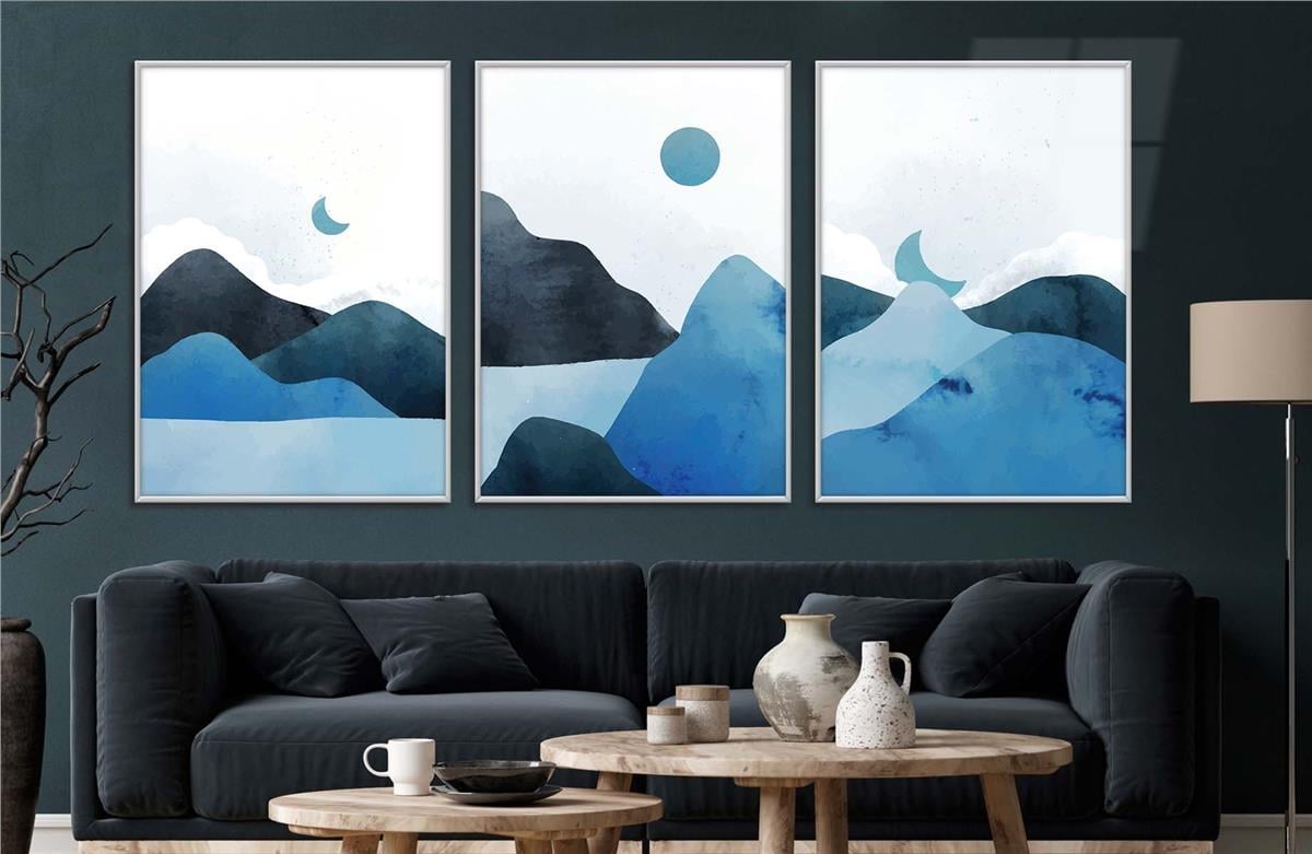 Alüminyum Çerçeveli Sanat Temalı 3'lü Set CAM Tablo 0022