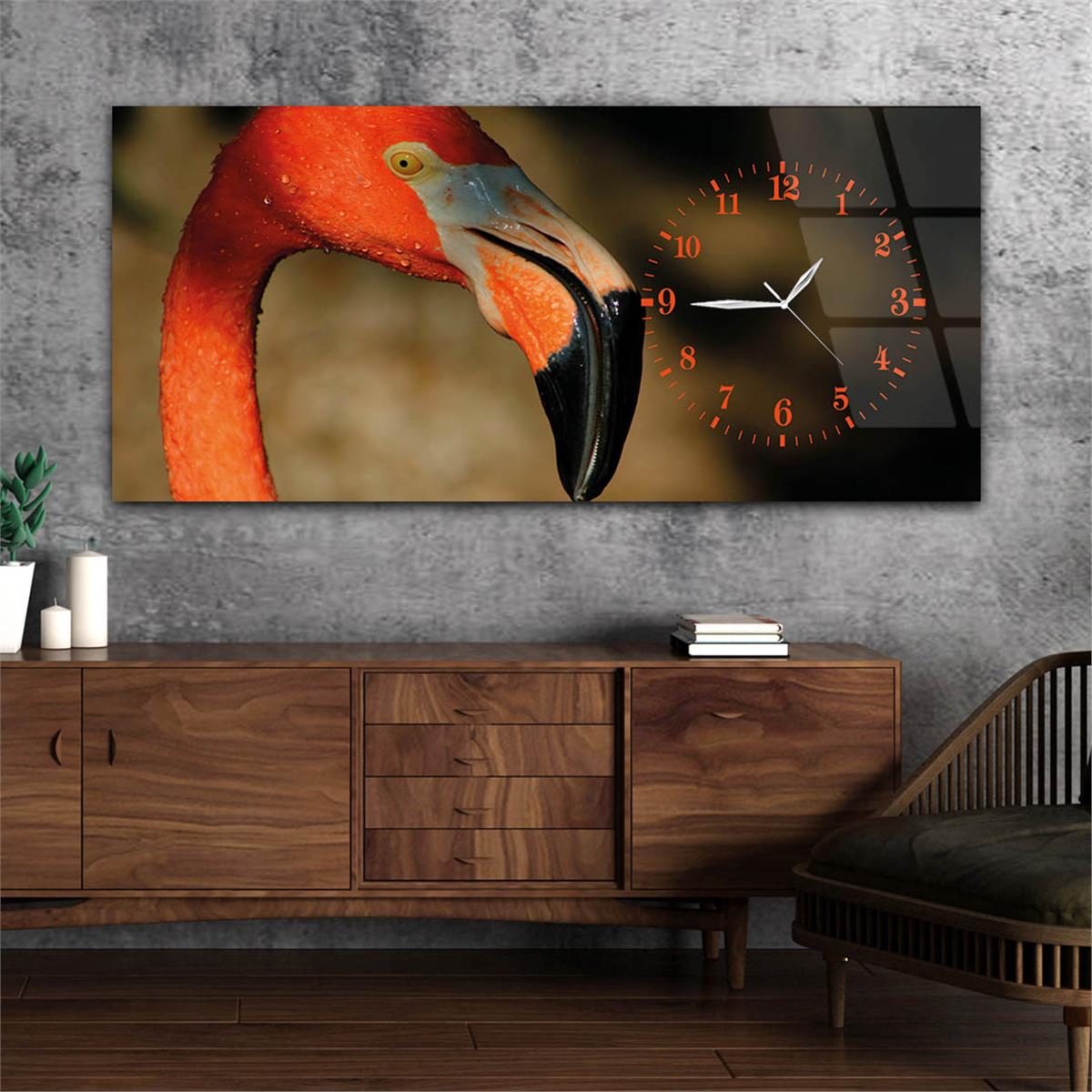 Side-Clock, Art And Nature-Themed Horizontal Glass Wall Painting 039