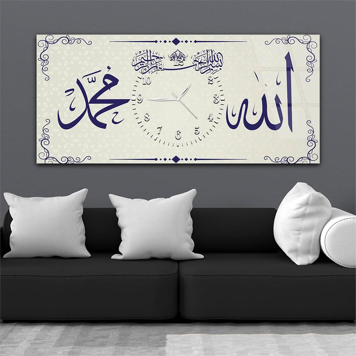 Horizontaal, in Het Midden Voorzien Van Een Klok, Religieus Thema Gehard Glasschilderij 056