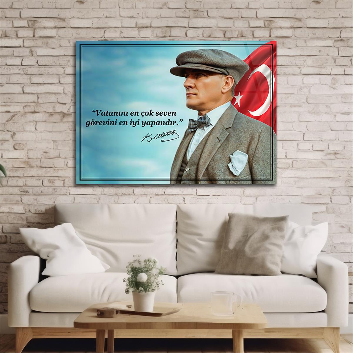 Yatay Vatan Temalı Cam Tablo 144
