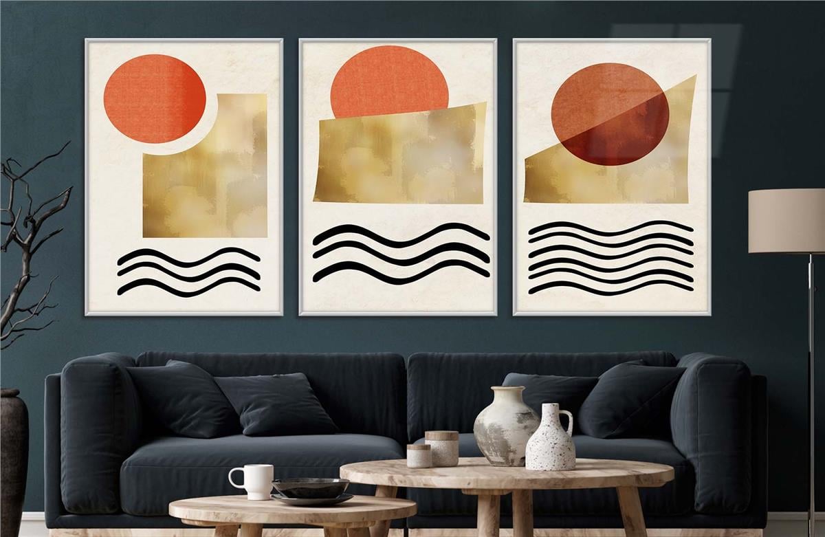 Alüminyum Çerçeveli Sanat Temalı 3'lü Set CAM Tablo 0033