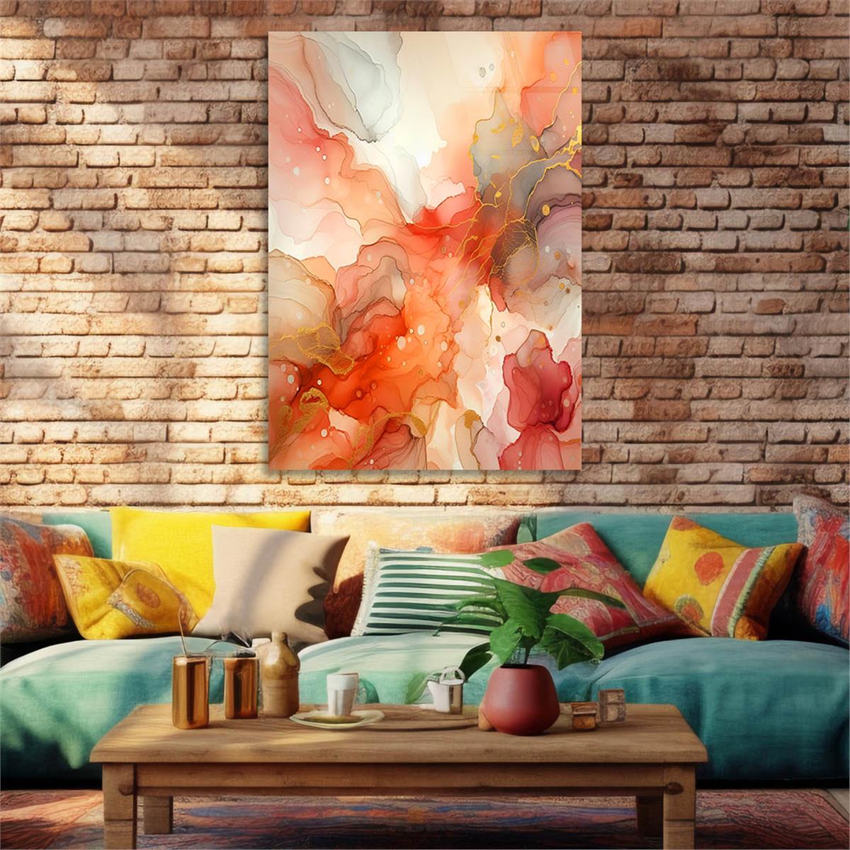 Dikey Sanat Temalı Cam Tablo 400