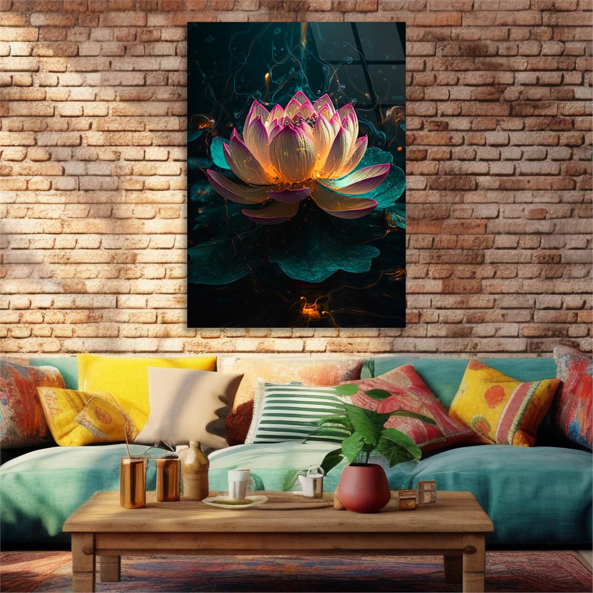 Dikey Sanat Temalı Cam Tablo 503