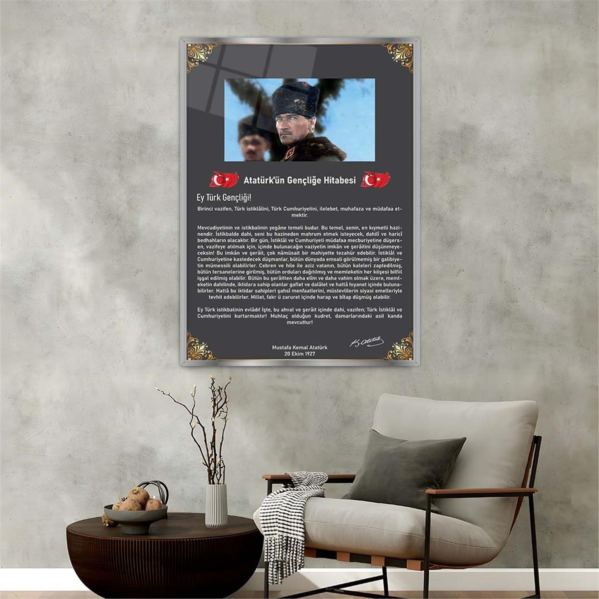 Aluminum-Framed National-Themed Tempered Glass Wall Art 018