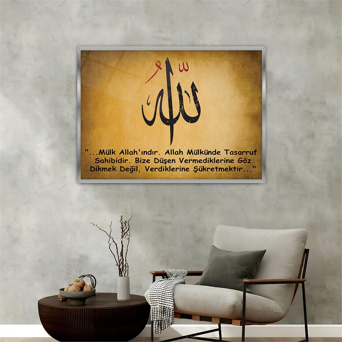 Tableau en verre à thème religieux avec cadre en aluminium  087