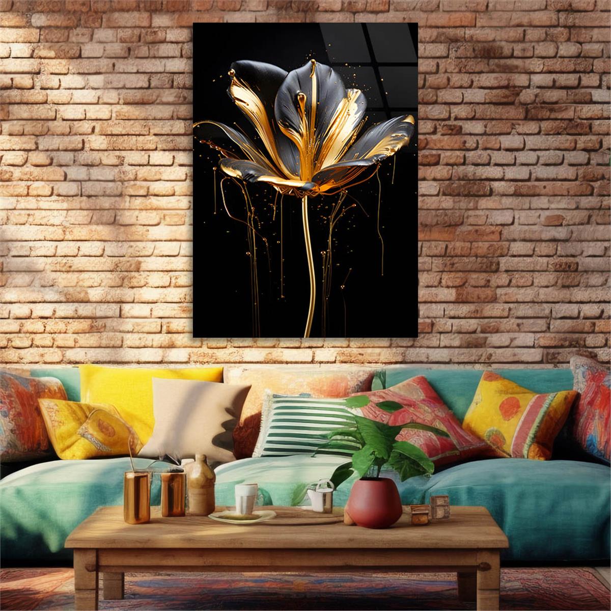 Dikey Sanat Temalı Cam Tablo 592
