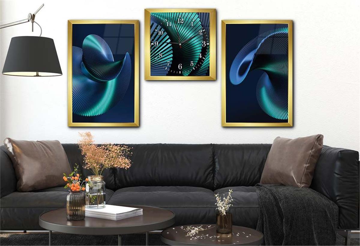 Gehard Glasschilderij Set aan de Kunst Thema Met Klok