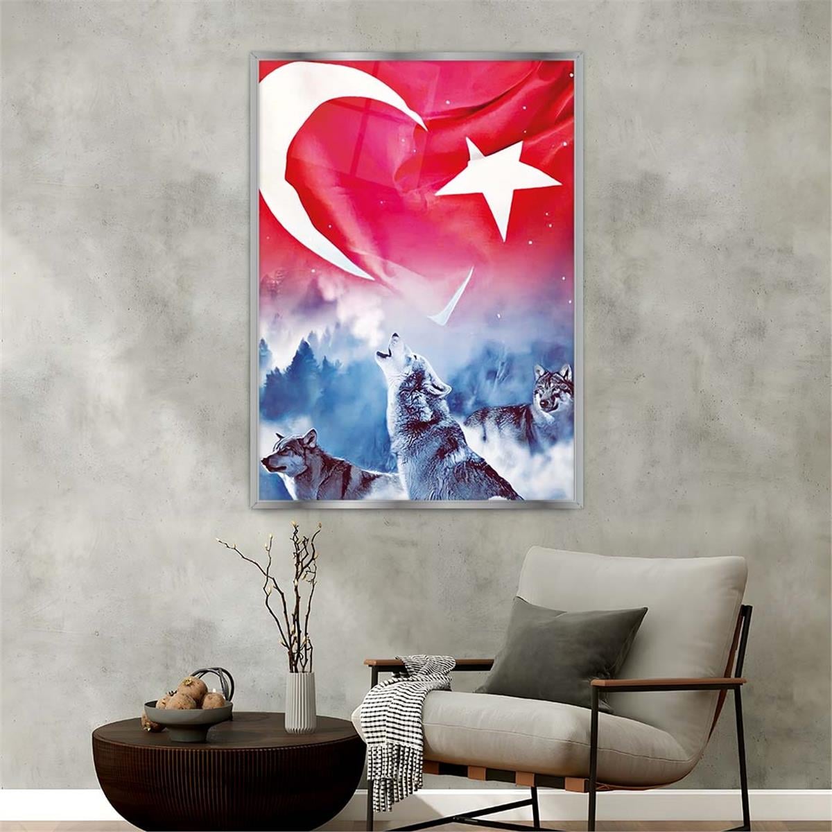 Aluminum-Framed National-Themed Tempered Glass Wall Art 078
