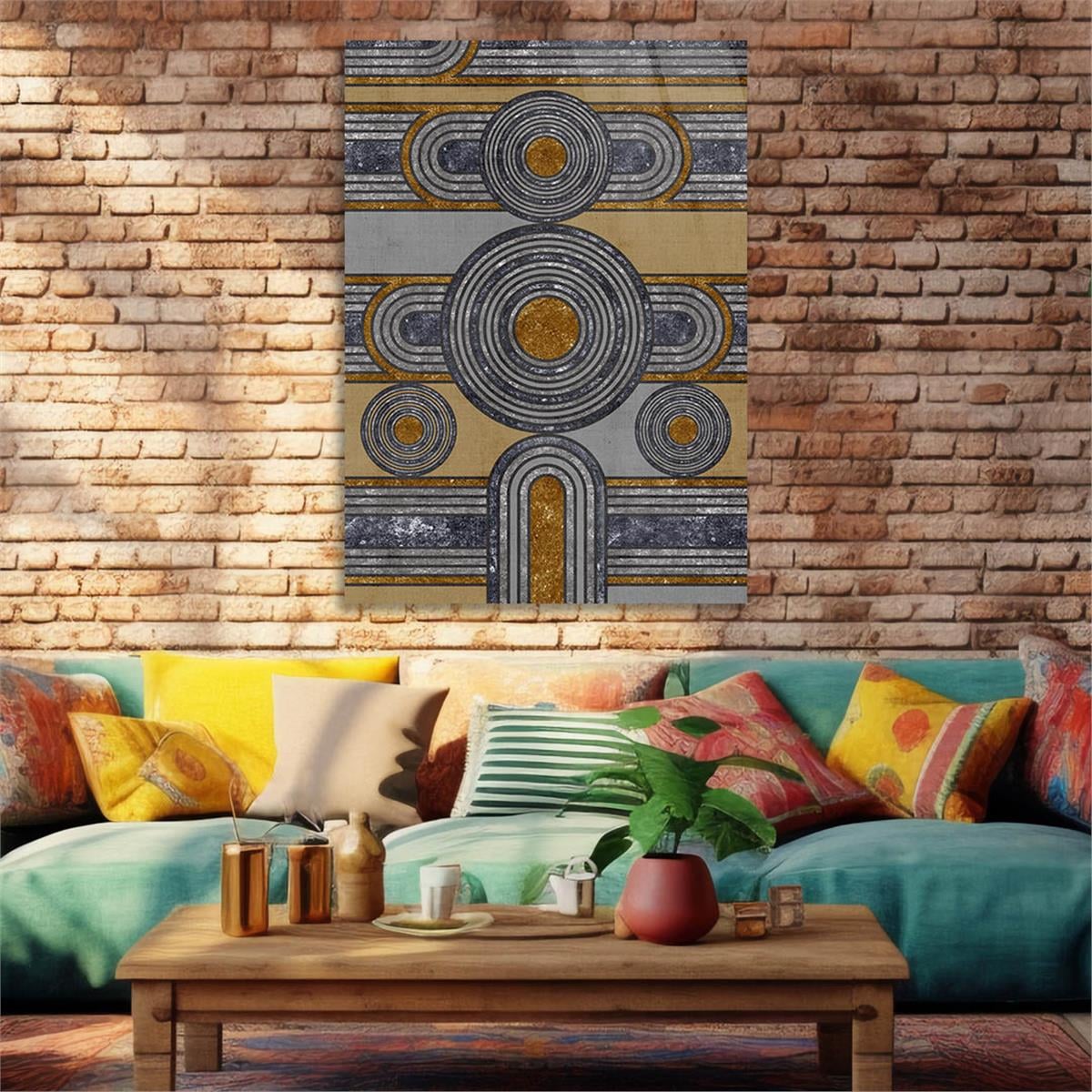 Dikey Sanat Temalı Cam Tablo 360