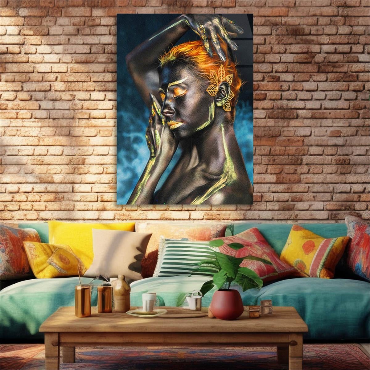 Dikey Sanat Temalı Cam Tablo 420