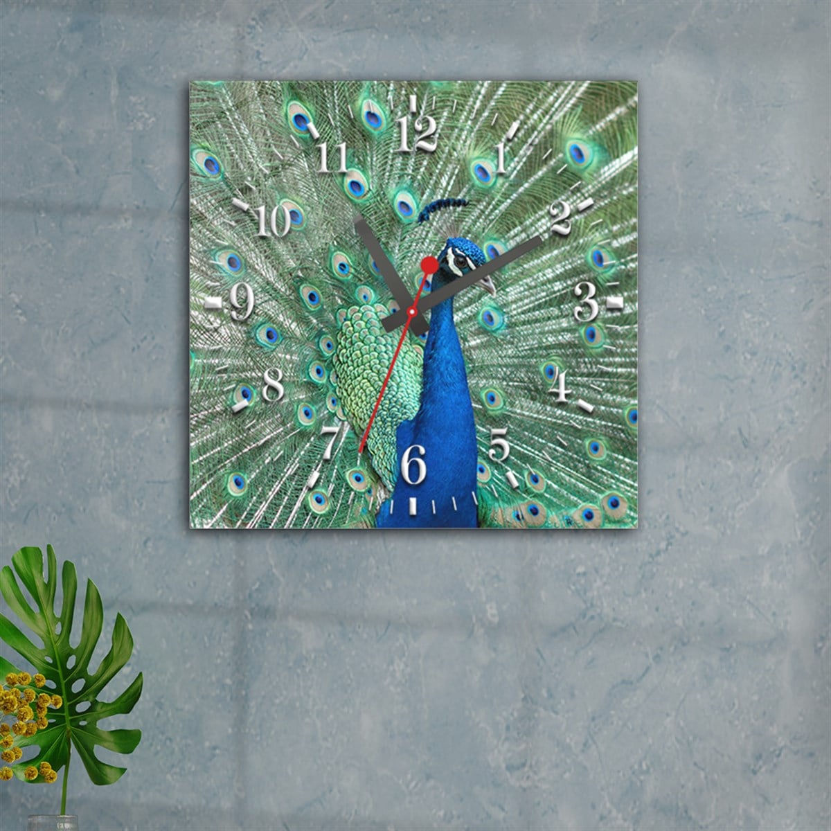 Vierkante Glasschilderij Met Klok