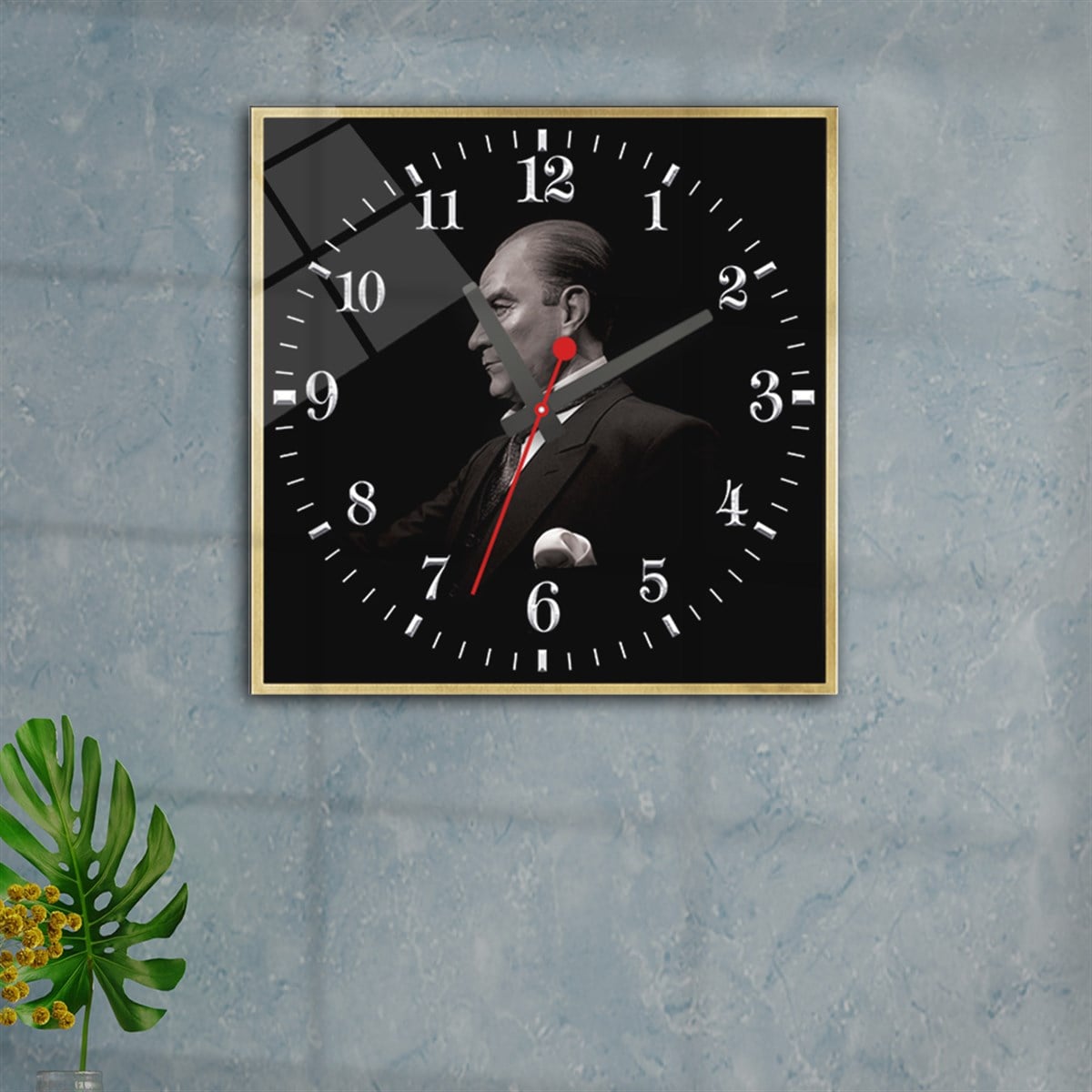 Vierkante Glasschilderij Met Klok