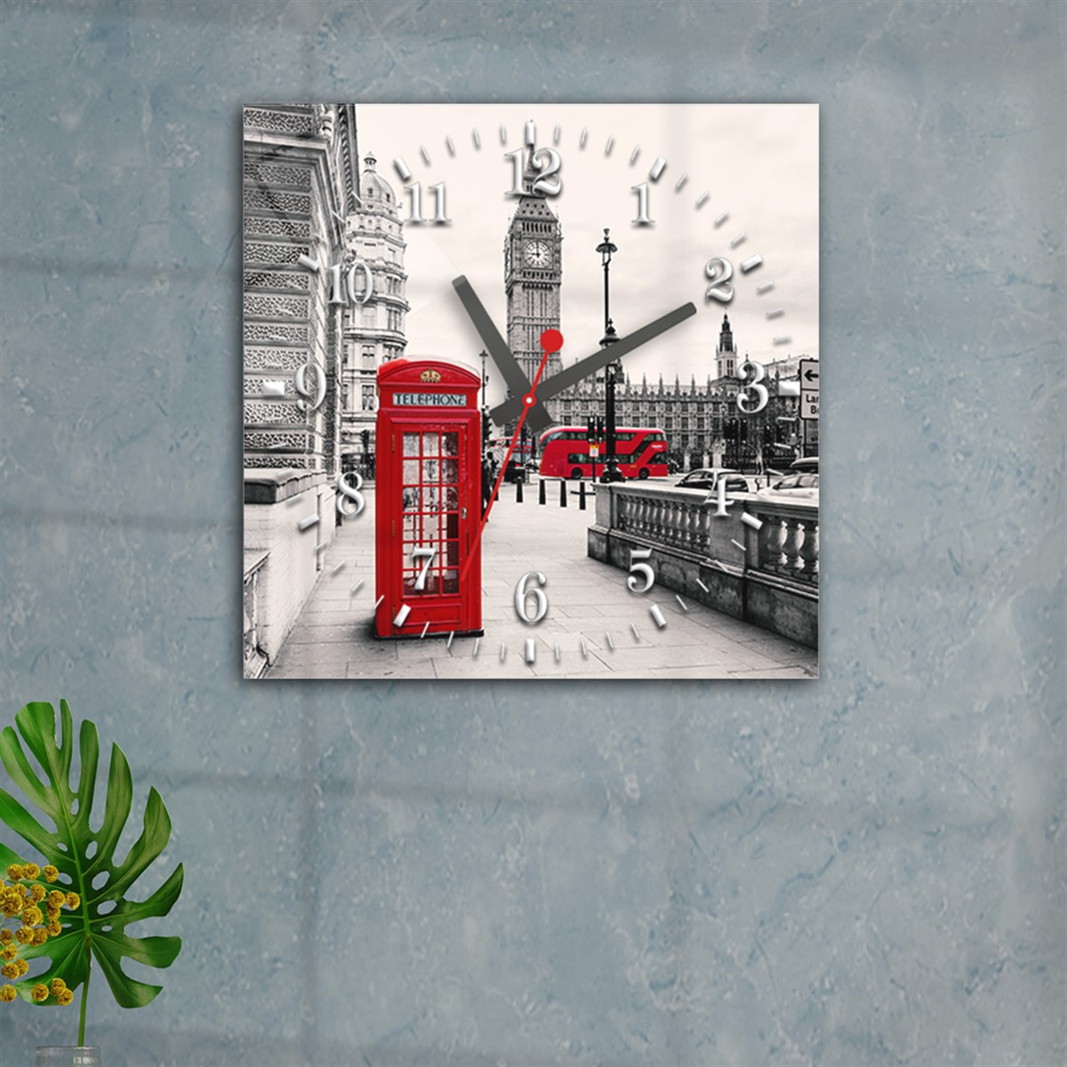 Vierkante Glasschilderij Met Klok