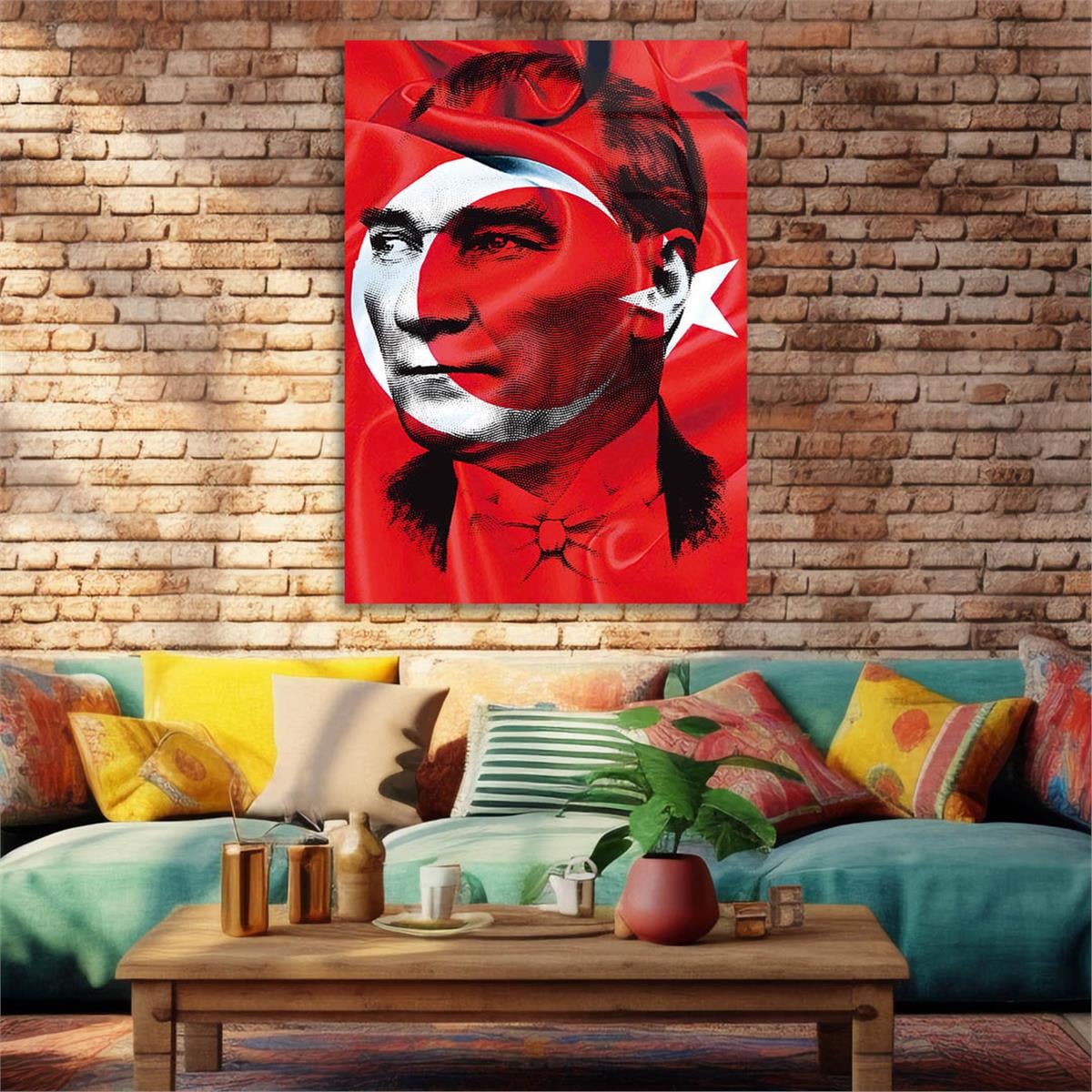Turkish Flag and MUSATAFA KEMAL ATATÜRK Tempered Glass Wall Art