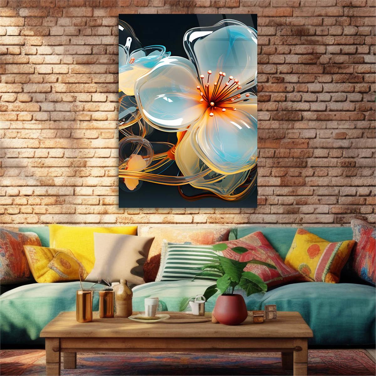 Dikey Sanat Temalı Cam Tablo 352