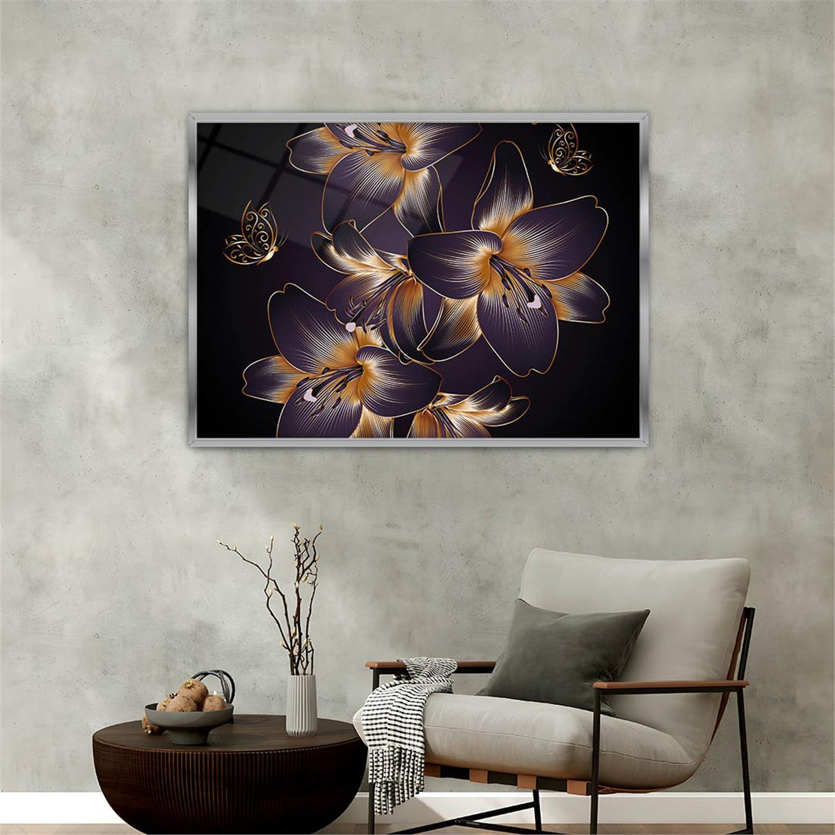 Aluminum-Framed Art-Themed Tempered Glass Wall Art 157